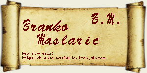 Branko Maslarić vizit kartica
